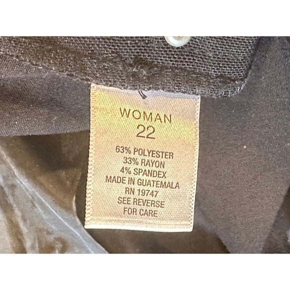 Roz & Ali Womens 22 Black Straight Leg Pull On Dress Pants Stretch Trousers - Picture 9 of 12